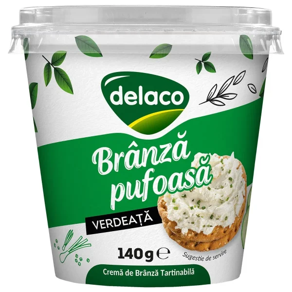 BRÂNZĂ PUFOASĂ CU VERDEAȚĂ DELACO, 140G