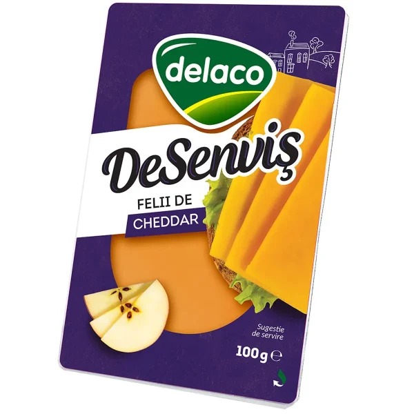 BRÂNZĂ CHEDAR FELII DESENVIȘ, 100G