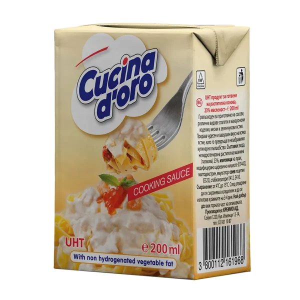 CREMĂ PENTRU GĂTIT UHT CUCINA D'ORO, 23% GRĂSIME, 200ML