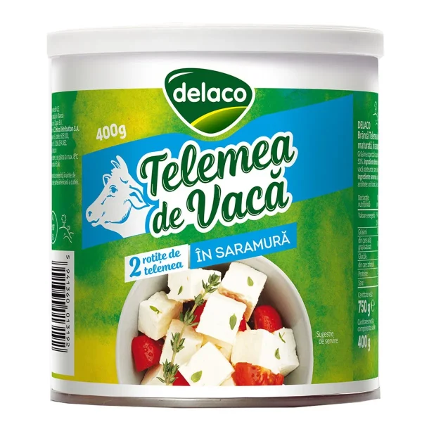 TELEMEA DE VACĂ ÎN SARAMURĂ DELACO, 400G