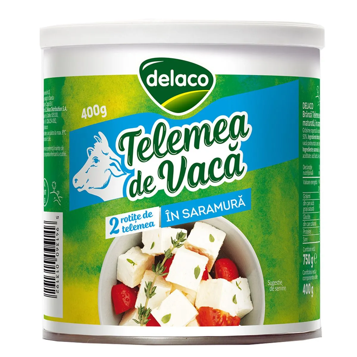 TELEMEA VACA 400G TELEMEA DE VACĂ ÎN SARAMURĂ DELACO, 400G - imagine 1